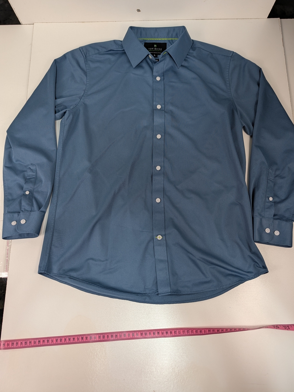 Tom Baine Blue Long-Sleeve Dress Shirt